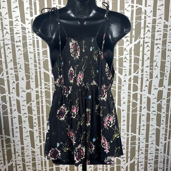 Free People Floral Print Smocked Top Gauze Tank Top NEW size S - Picture 6 of 16